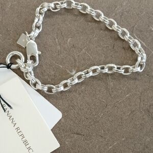 Banana Republic Shiny Silver Link Bracelet with Brand Tag